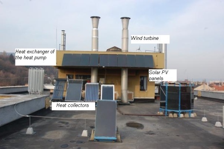 Energiaforrások az épület tetején